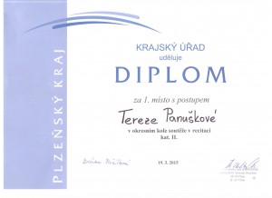 Recitační soutěž diplom