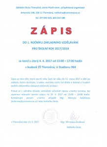 2017 Zápis ZŠ